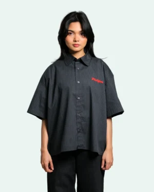 Half Sleeve Boxy Shirt – Midnight Pinstripe