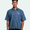 Half Sleeve Boxy Shirt - Blueprint Check